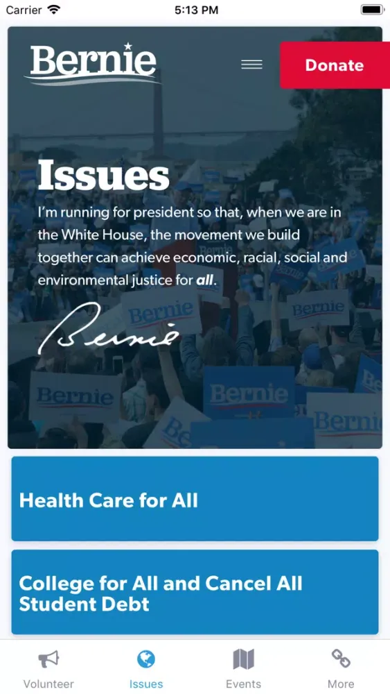 BERN: Official Bernie 2020 App 스크린샷