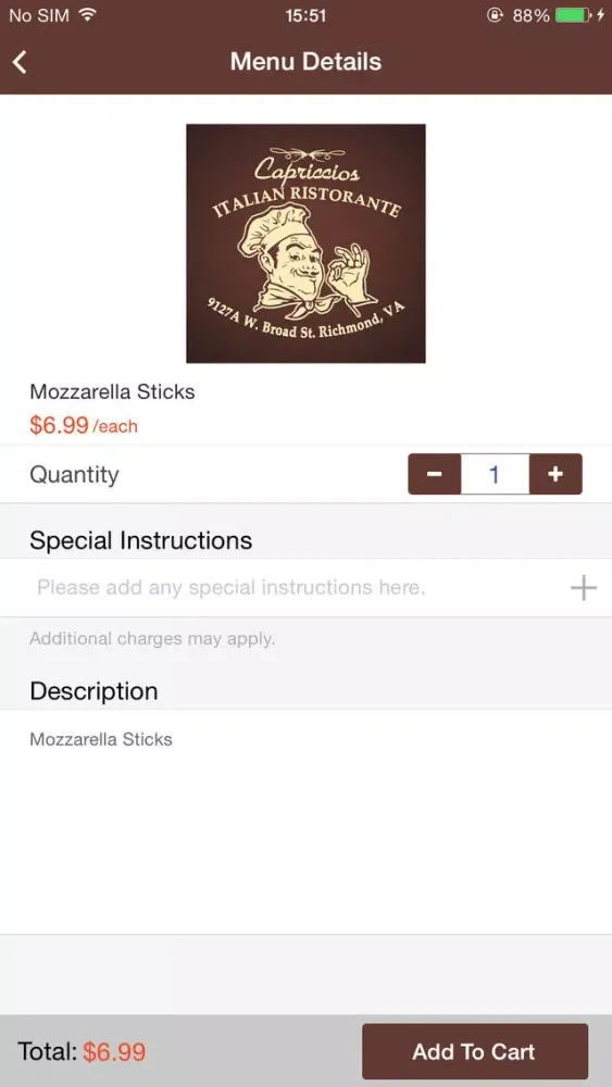 Captures d'écran de Capriccio's Pizzeria & Ristorante