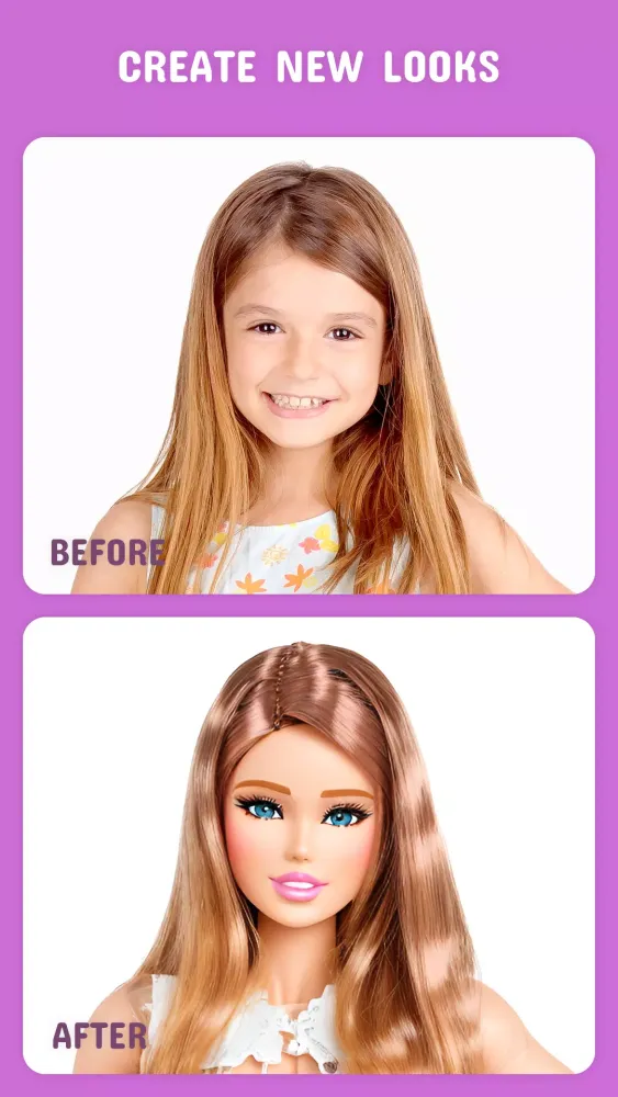 Capturas de tela do Toon Face app: Princess Camera
