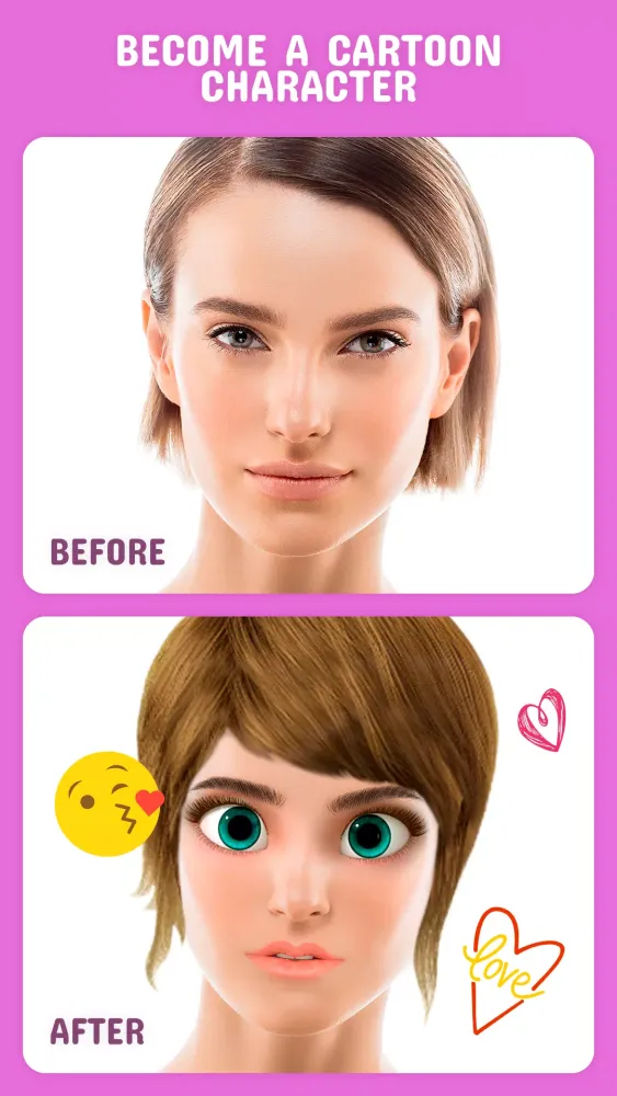 Capturas de tela do Toon Face app: Princess Camera