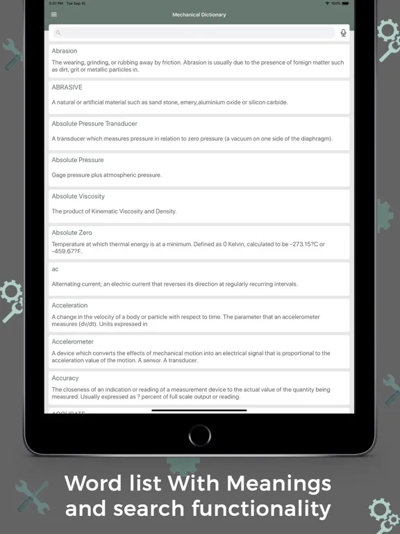 Mechanical Dictionary -Offline iPad  Screenshots