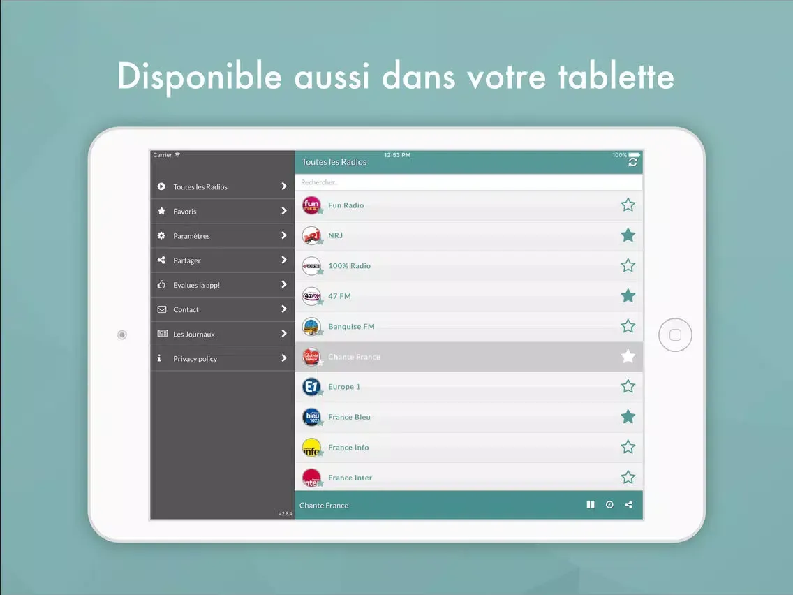 Ảnh chụp màn hình của France Radio FM Live Radio.fr iPad 