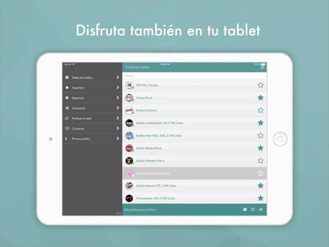 Capturas de tela do Radio Peru FM Live radio.pe iPad 