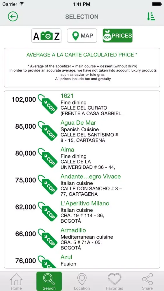 Zrzuty ekranu Best Restaurants Colombia