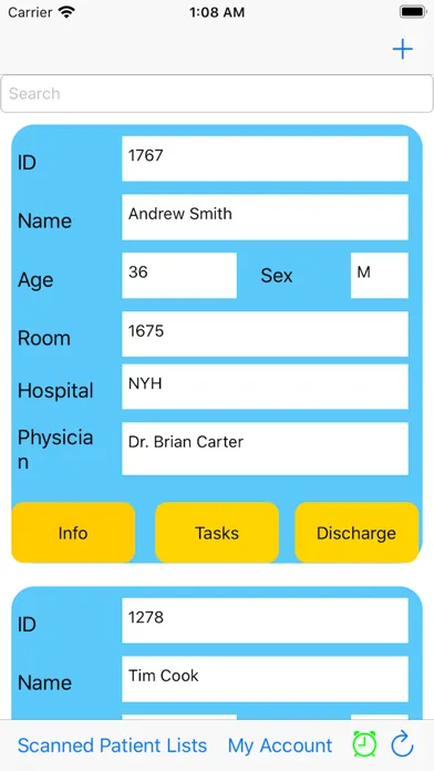 iTrack Patient Screenshots