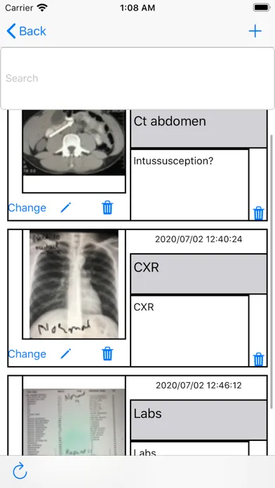 iTrack Patient Screenshots