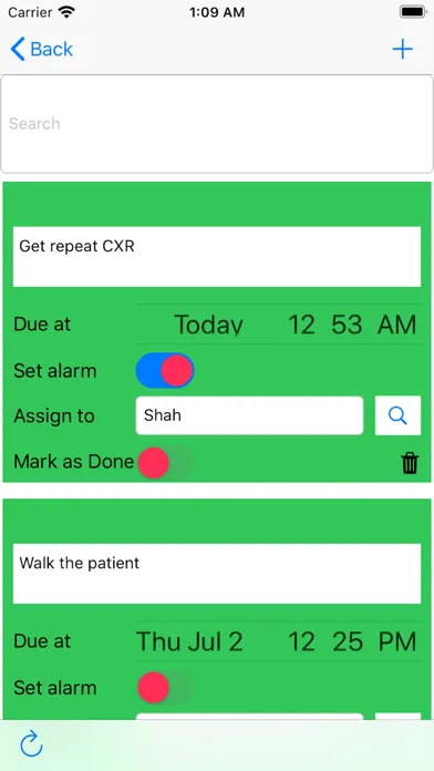 iTrack Patient Screenshots