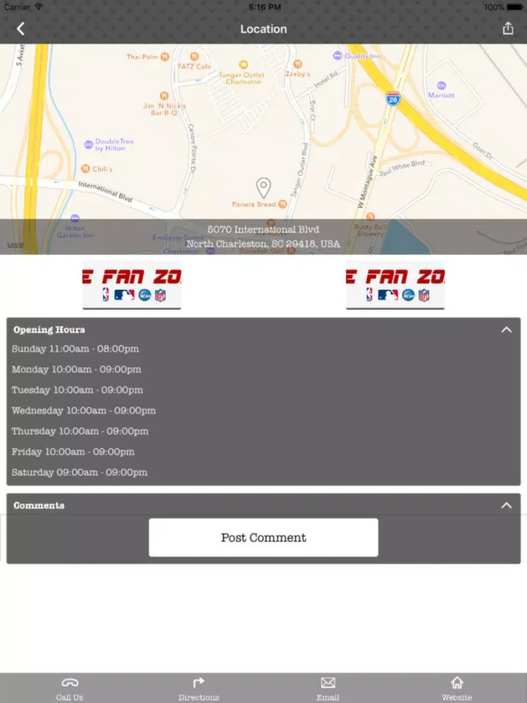 Tangkapan layar The Fan Zone iPad 
