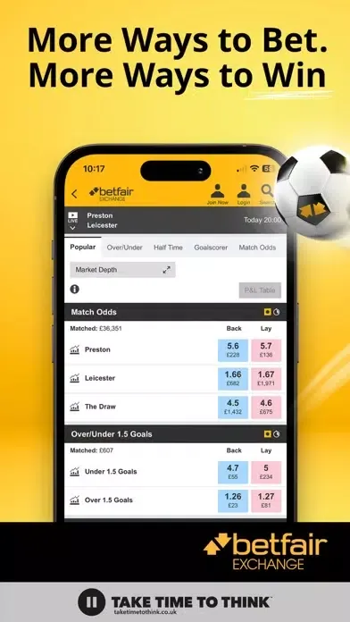 Screenshot di Betfair™ Exchange Betting Odds