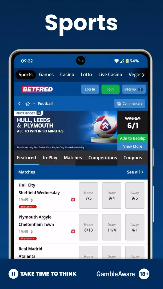 Betfred Sports, Casino & Games Ekran Görüntüleri