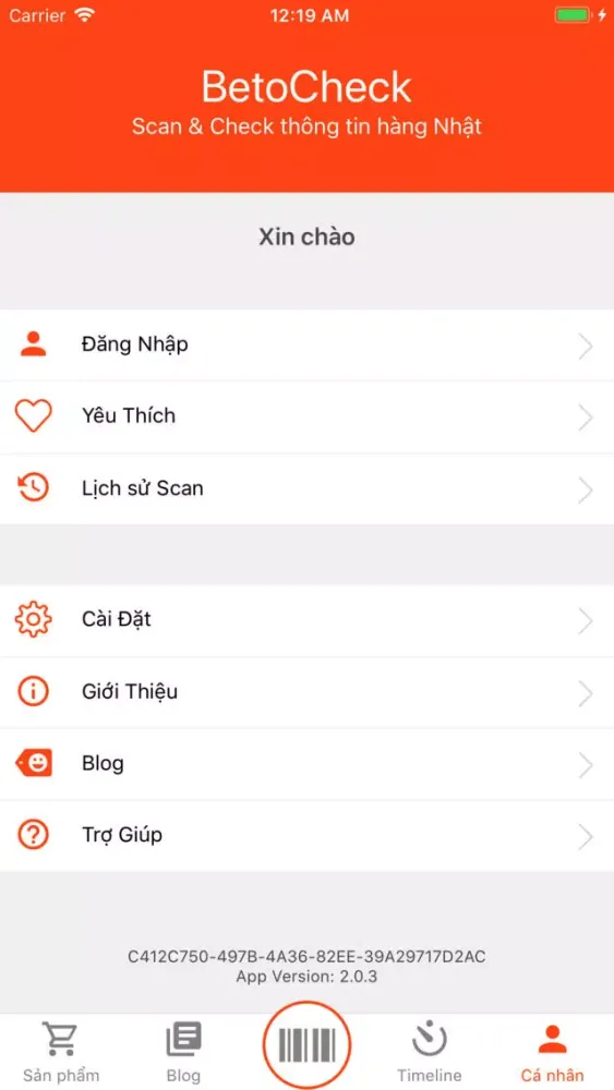 Screenshot di BetoCheck - Hàng Nhật