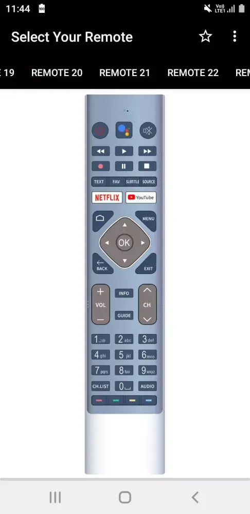 Ảnh chụp màn hình của Haier TV Remote