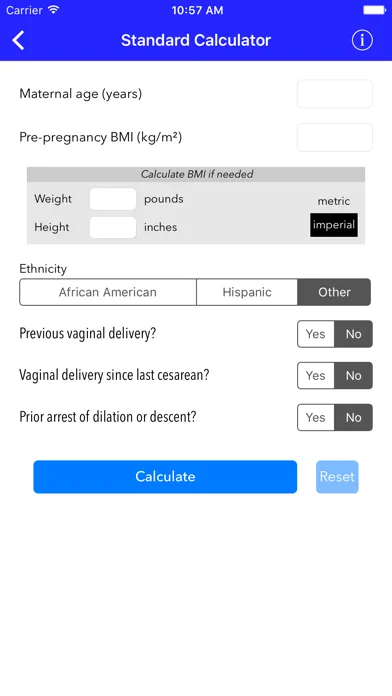 VBAC Calculator - Predict success rates for vaginal birth after cesarean Screenshots