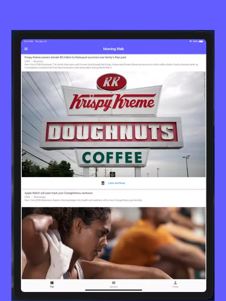 Morning Walk - AI News Reader iPad  Screenshots