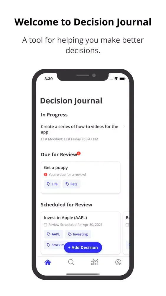 Capturas de pantalla de Decision Journal