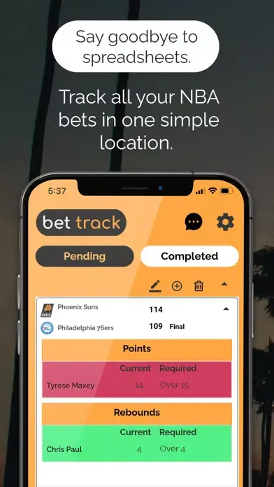 Ảnh chụp màn hình của Bet Track