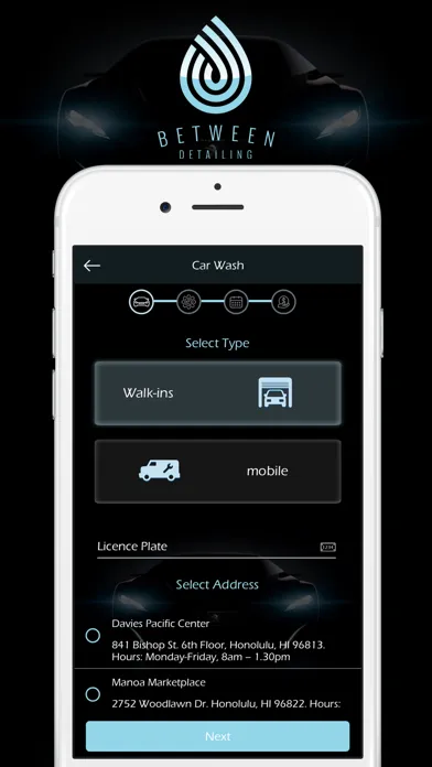 Between Detailing App Screenshots