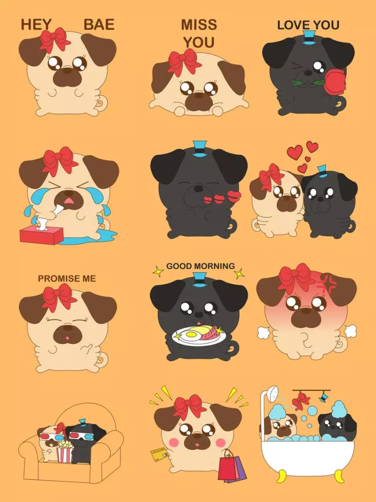 Pug & Puga Domoji iPad  스크린샷