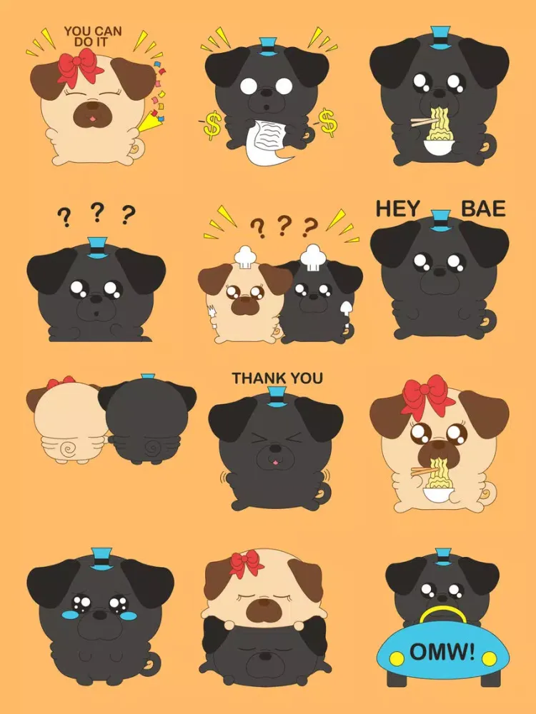 Pug & Puga Domoji iPad  스크린샷