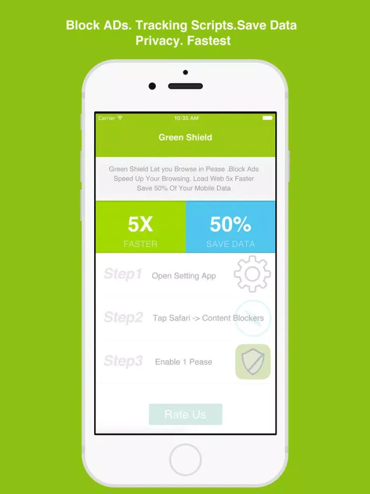 Green Shield Blockr Ads - Pease Browsing for Safari iPad  Screenshots