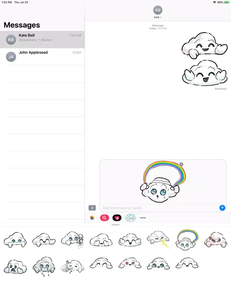 Oliver Cast The Cloud Stickers iPad  Screenshots