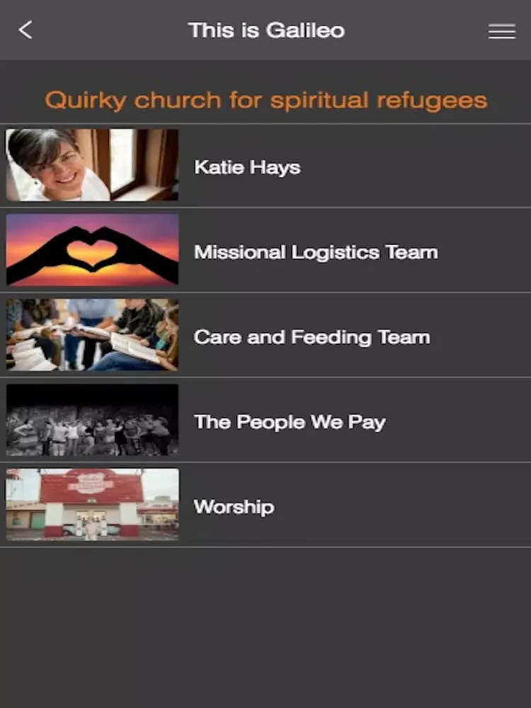 Screenshot di Galileo Church iPad 