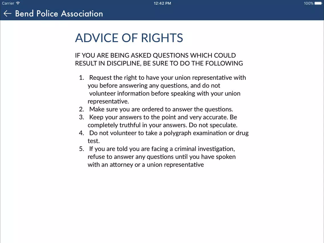 Bend Police Association iPad 应用截图