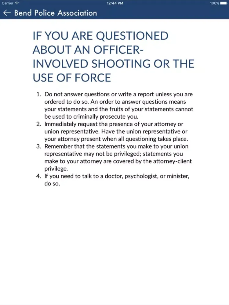 Bend Police Association iPad 应用截图