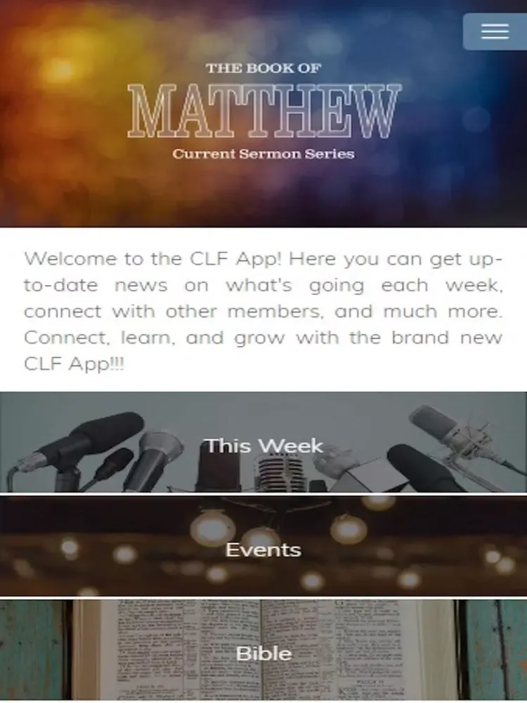 Tangkapan layar CLF App iPad 
