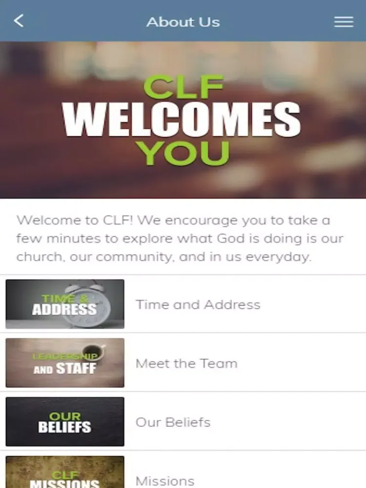 Tangkapan layar CLF App iPad 