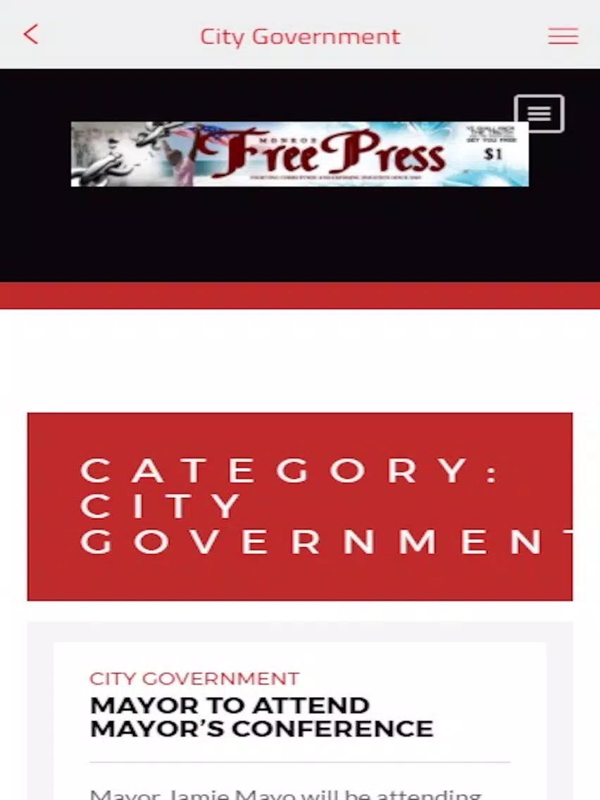 Ảnh chụp màn hình của Monroe Free Press iPad 