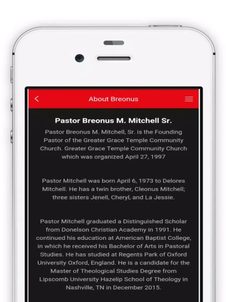 Ảnh chụp màn hình của Breonus Mitchell Ministries iPad 