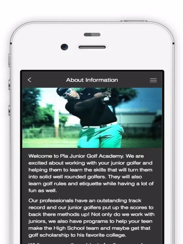 Pla Junior Golf Academy iPad  स्क्रीनशॉट