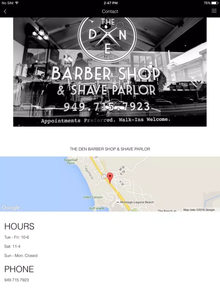 The Den Barber Shop & Shave Parlor iPad  스크린샷