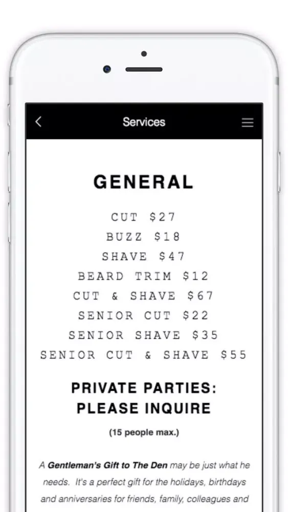 The Den Barber Shop & Shave Parlor 스크린샷