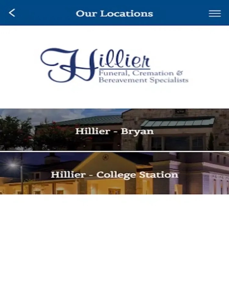 Zrzuty ekranu Hillier Funeral Homes iPad 