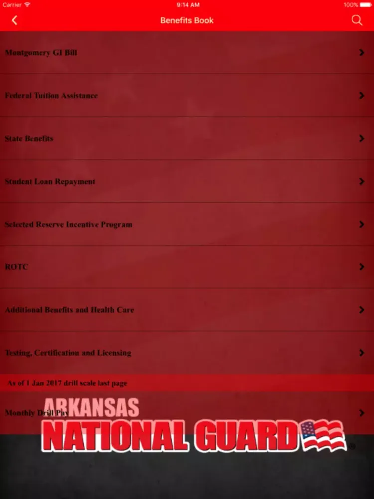 Capturas de tela do Arkansas National Guard iPad 