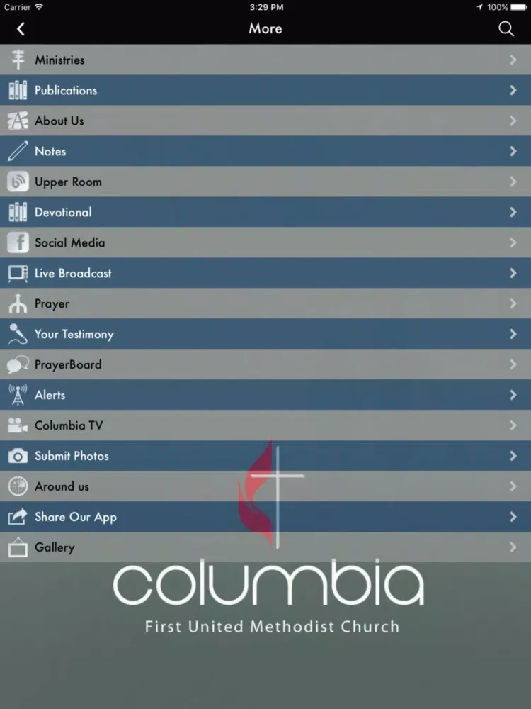 Скриншоты Columbia FUMC iPad 