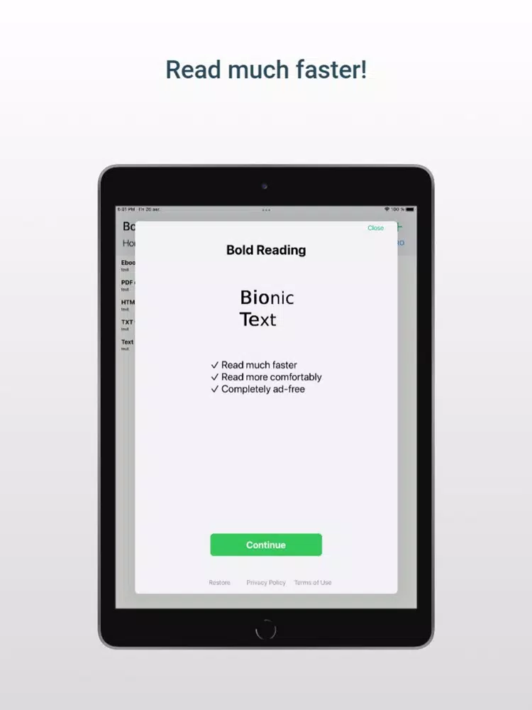 Capturas de pantalla de Bionic Text: Bold Reading iPad 