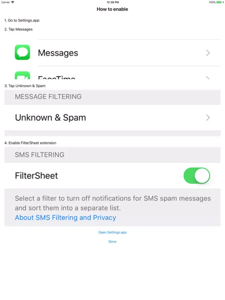 ภาพหน้าจอของ FilterSheet iPad 