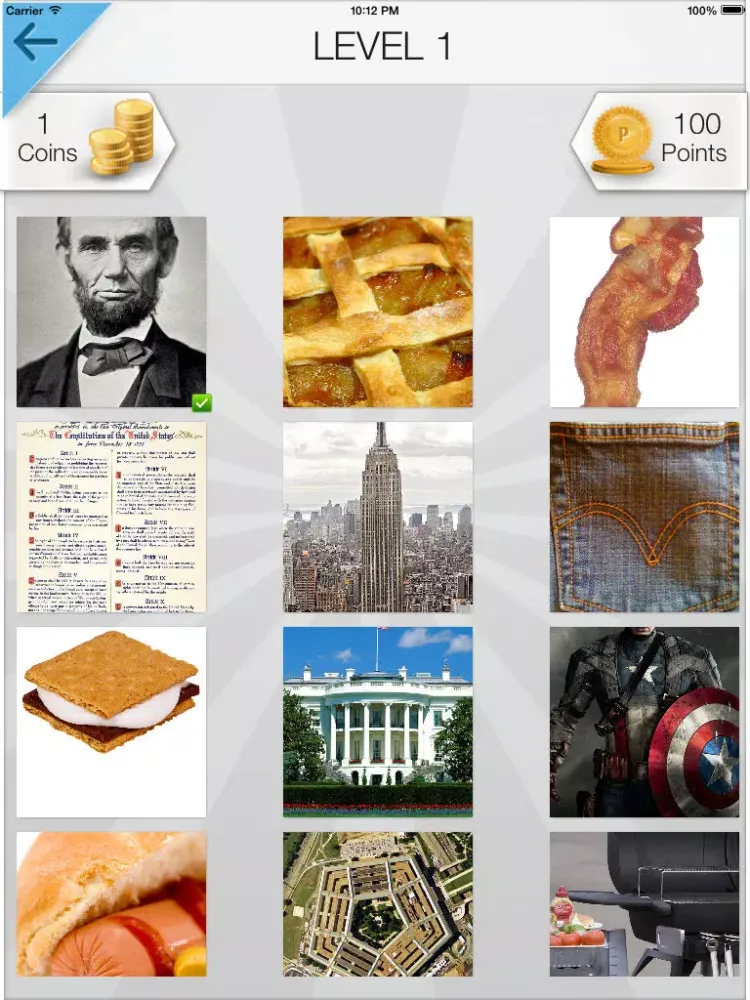 Word Pic Quiz Patriot Test - test your knowledge of American Icons, Landmarks and Pastimes iPad 應用截圖