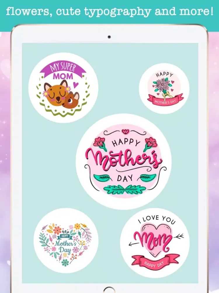 Cute Mother's Day Stickers iPad  سکرین شاٹس