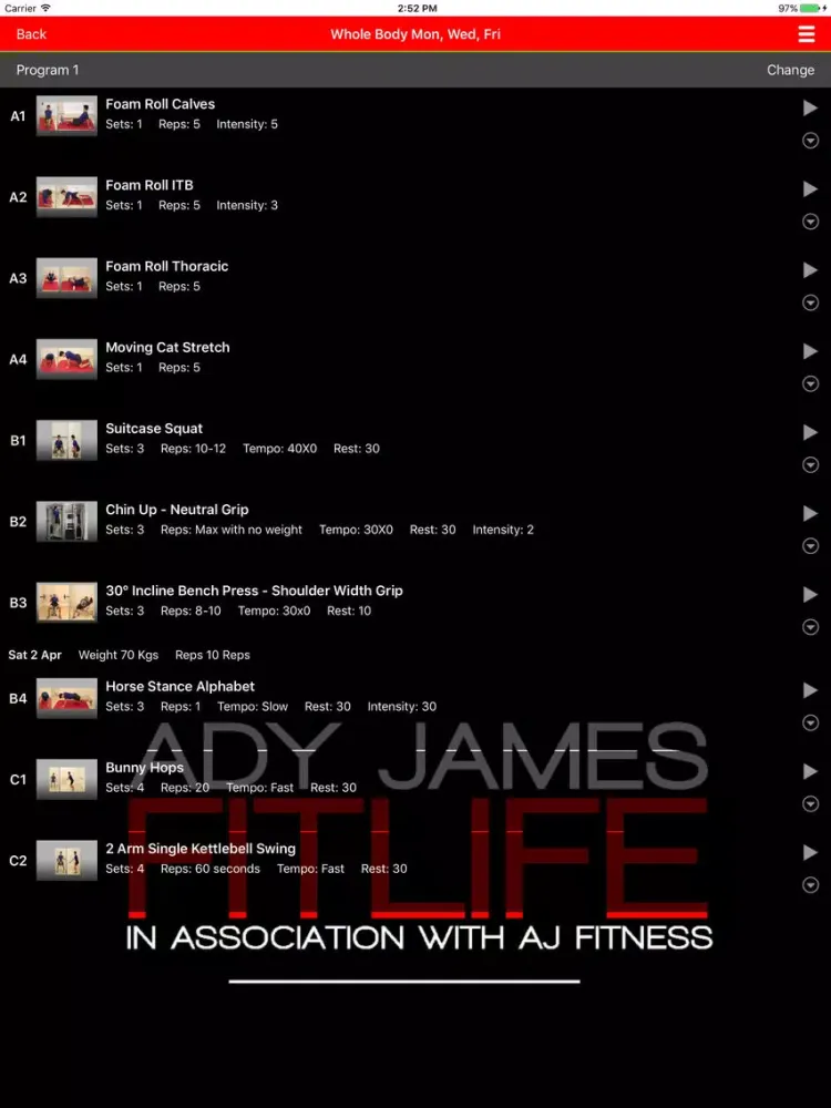 ADY JAMES FITLIFE iPad  Screenshots