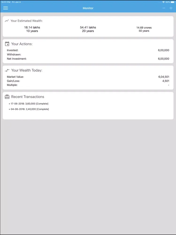 Capturas de tela do Wealth Simple - TM iPad 