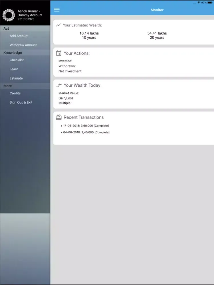 Capturas de tela do Wealth Simple - TM iPad 