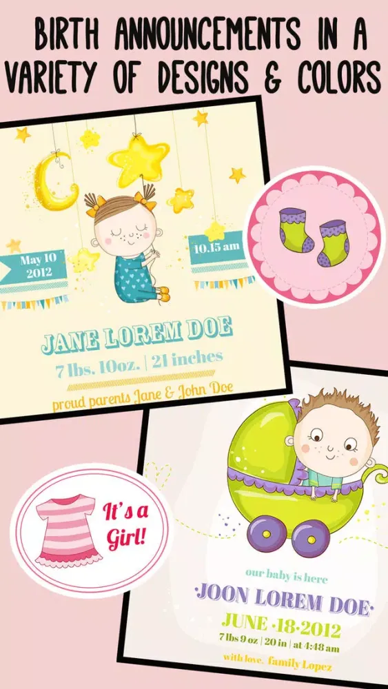 Baby Arrival Announcement & Shower Cards应用截图