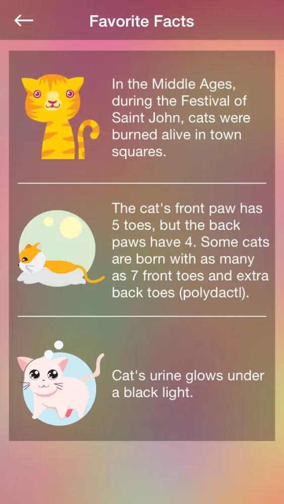 Interesting & Random Cat Facts Screenshots