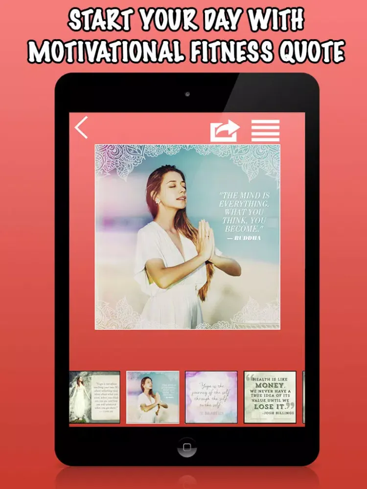 Daily Inspirational & Motivational Health-Fitness Pic Quotes iPad 應用截圖