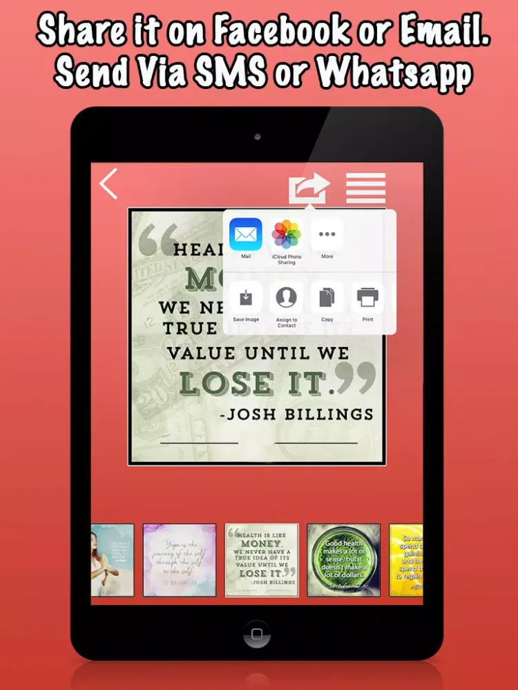 Daily Inspirational & Motivational Health-Fitness Pic Quotes iPad 應用截圖