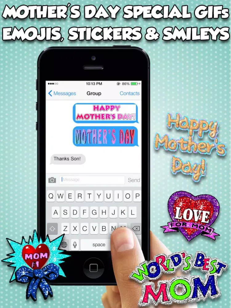Happy Mother's Day Animated Emojis & GIFs iPad 应用截图